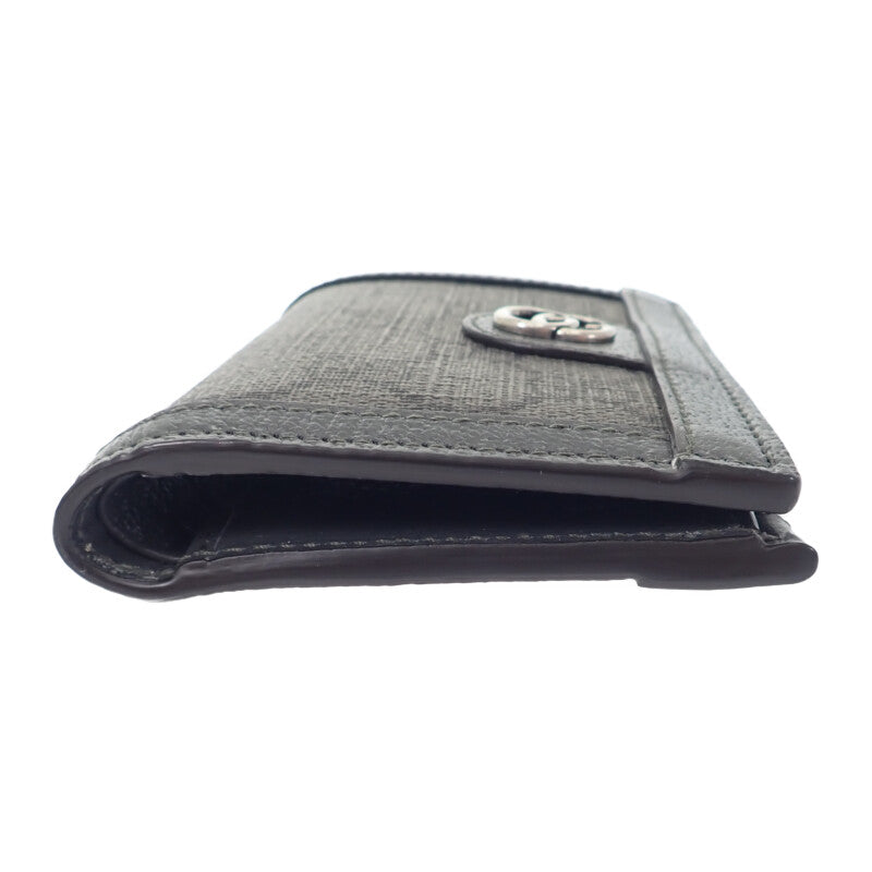 グッチ GUCCI GGコインウォレット 760238 二つ折り財布 GGスプリームキャンバス レザー グレー メンズ レディース【中古】【Aランク】