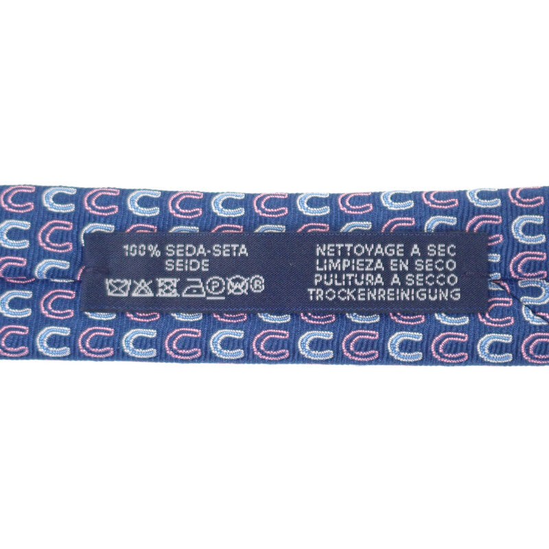 エルメス HERMES シルクタイ グッドラック H339412T04 ネクタイ シルク マリン ピンク シエル メンズ【中古】【Sランク】