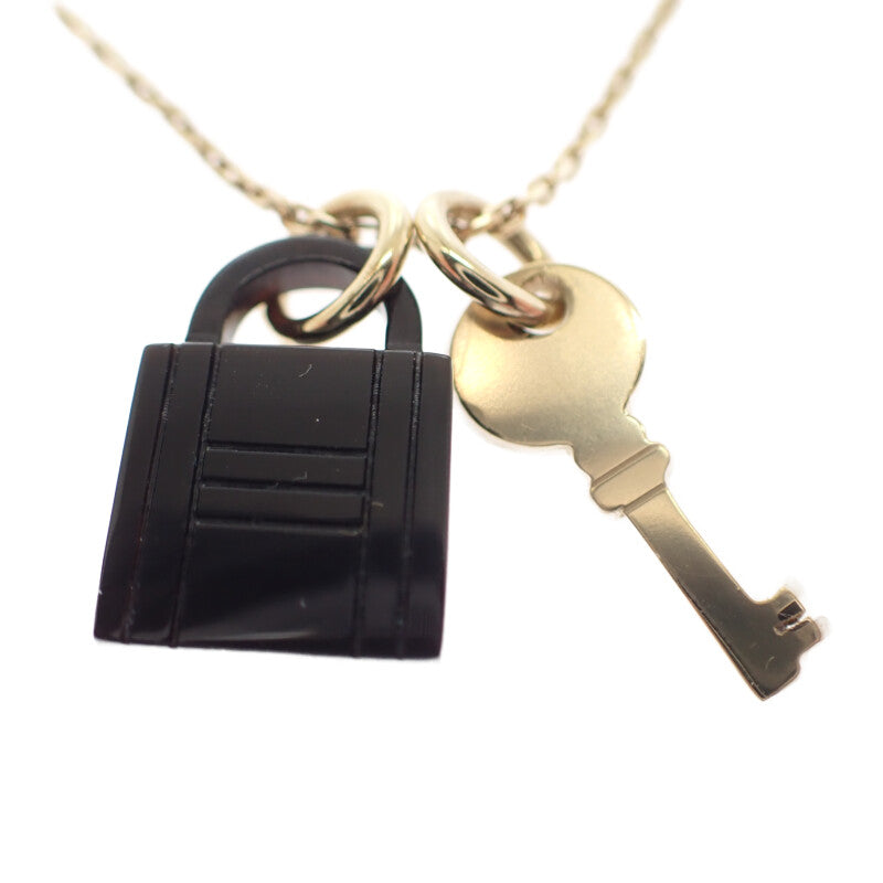 HERMES Amulette Padlock PM H057027FD00 Necklace Metal Buffalo Horn Gold Black Women's [Used] [Rank AB]