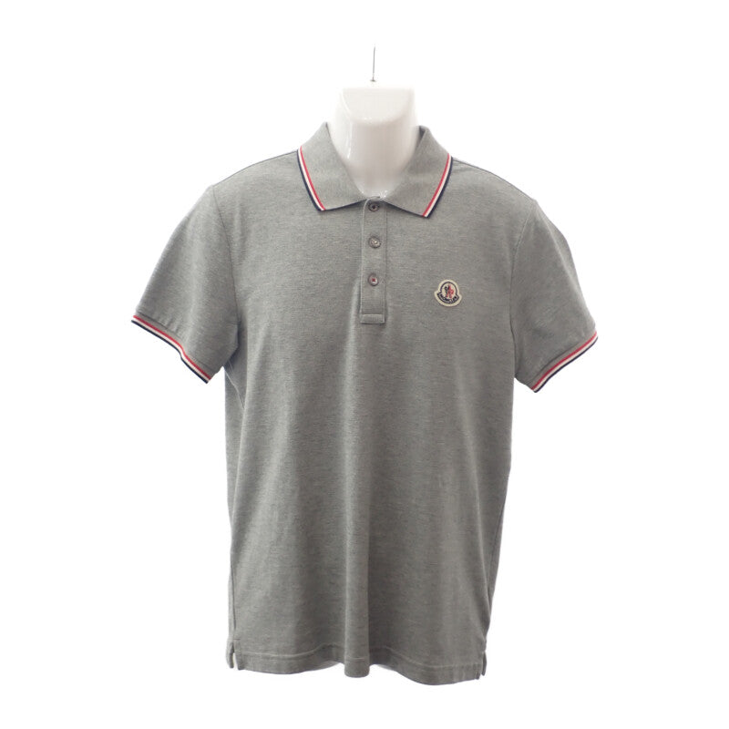 モンクレール MONCLER トリコロール 310918345600_84093 ポロシャツ コットン グレー M メンズ【中古】【Aランク】