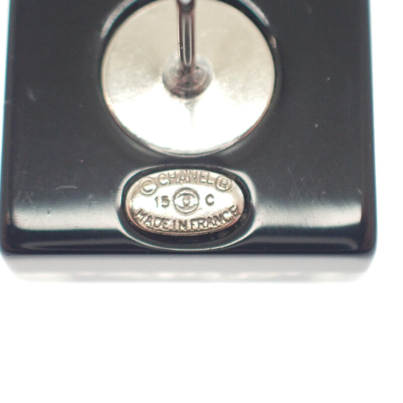 【中古】シャネル CHANEL CCスクエア 15C ピアス フェイクパール ストラス ブラック レディース【ABランク】