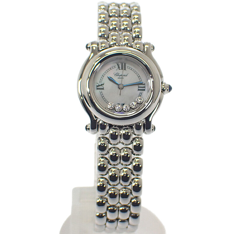 ショパール Chopard ハッピースポーツ 27/8250-23 腕時計 ステンレススチール クオーツ ホワイトシェル文字盤 レディース【中古】【Aランク】