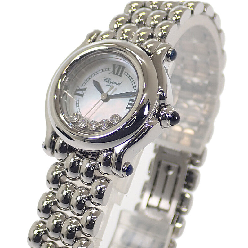 ショパール Chopard ハッピースポーツ 27/8250-23 腕時計 ステンレススチール クオーツ ホワイトシェル文字盤 レディース【中古】【Aランク】