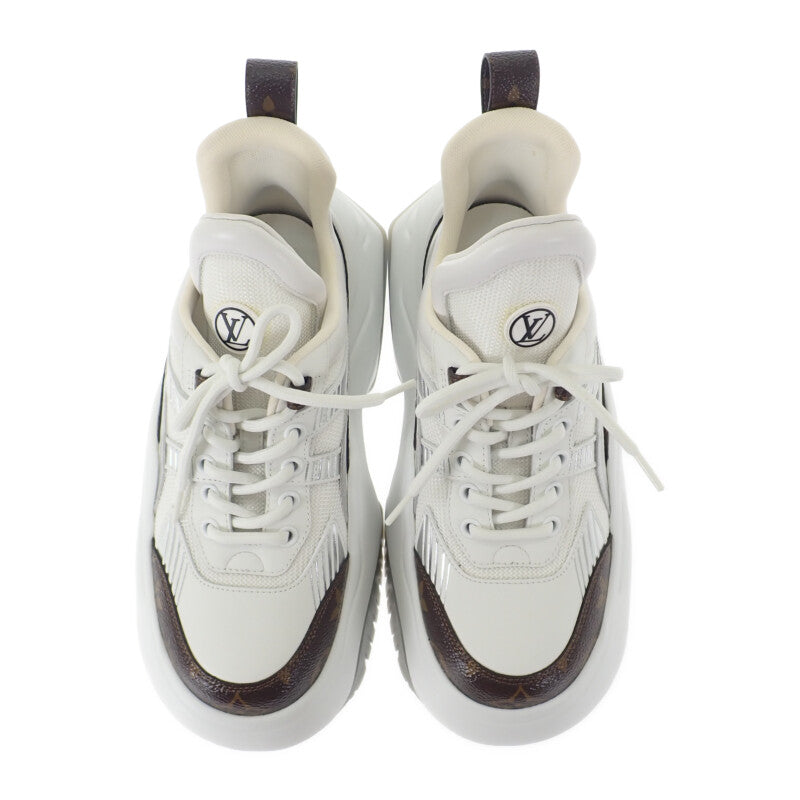 【中古】ルイヴィトン LOUIS VUITTON アークライト 2.0 厚底 プラットフォーム 1ABHZN モノグラム スニーカー レザー ホワイト 36 レディース【Aランク】
