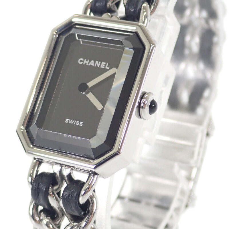 シャネル CHANEL プルミエール アイコニックチェーン L H7022 腕時計 ステンレススチール レザー クオーツ ブラック文字盤 レディース【中古】【Aランク】