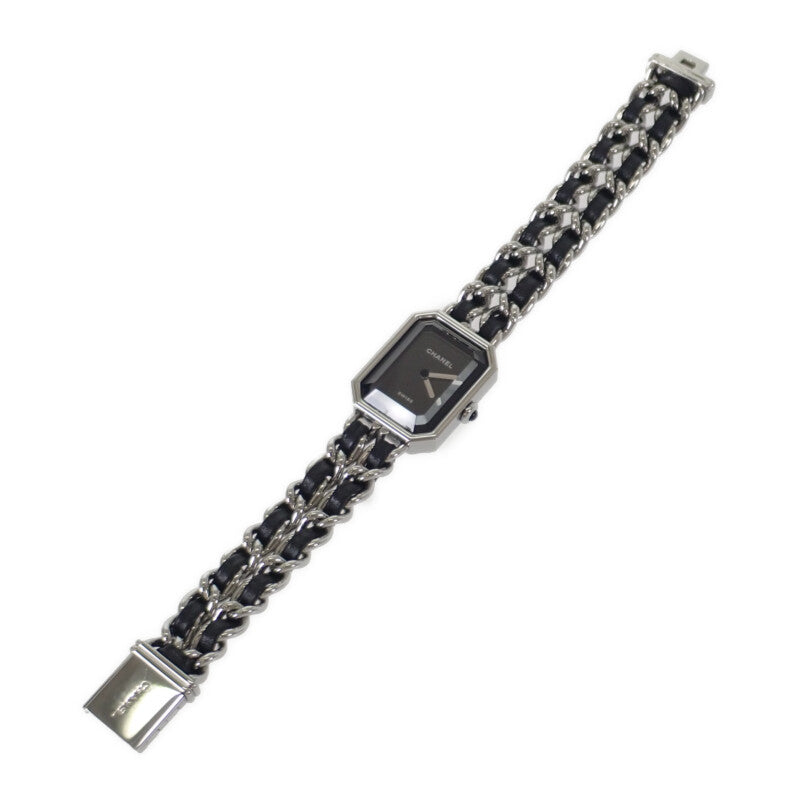 シャネル CHANEL プルミエール アイコニックチェーン L H7022 腕時計 ステンレススチール レザー クオーツ ブラック文字盤 レディース【中古】【Aランク】
