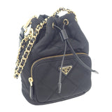 【中古】プラダ PRADA チェーンRe-Nylonショルダー 1BH038 2WAYバッグ ナイロン ブラック ゴールド金具 レディース【Aランク】