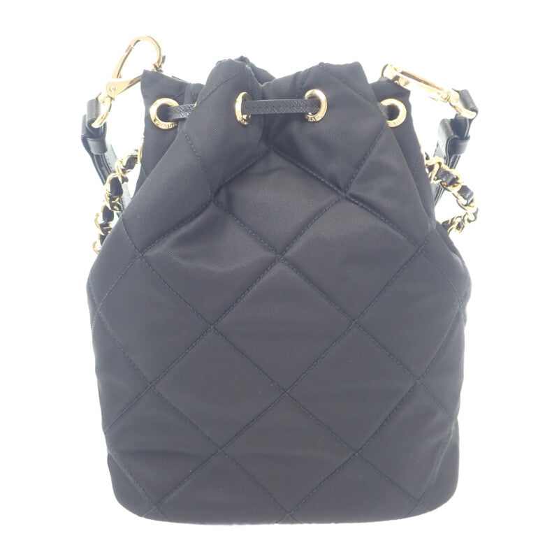 【中古】プラダ PRADA チェーンRe-Nylonショルダー 1BH038 2WAYバッグ ナイロン ブラック ゴールド金具 レディース【Aランク】