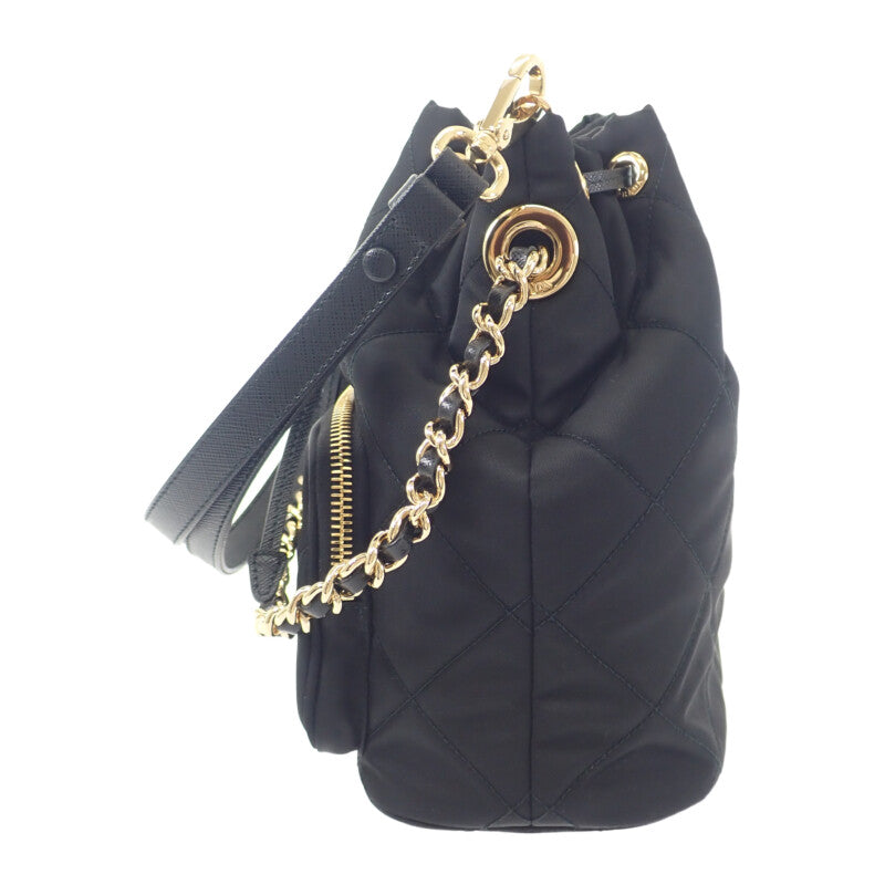 【中古】プラダ PRADA チェーンRe-Nylonショルダー 1BH038 2WAYバッグ ナイロン ブラック ゴールド金具 レディース【Aランク】