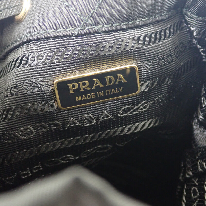 【中古】プラダ PRADA チェーンRe-Nylonショルダー 1BH038 2WAYバッグ ナイロン ブラック ゴールド金具 レディース【Aランク】