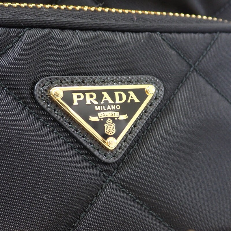 【中古】プラダ PRADA チェーンRe-Nylonショルダー 1BH038 2WAYバッグ ナイロン ブラック ゴールド金具 レディース【Aランク】