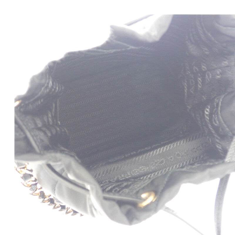 【中古】プラダ PRADA チェーンRe-Nylonショルダー 1BH038 2WAYバッグ ナイロン ブラック ゴールド金具 レディース【Aランク】