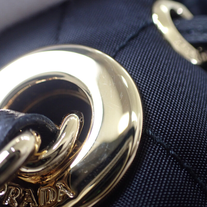 【中古】プラダ PRADA チェーンRe-Nylonショルダー 1BH038 2WAYバッグ ナイロン ブラック ゴールド金具 レディース【Aランク】