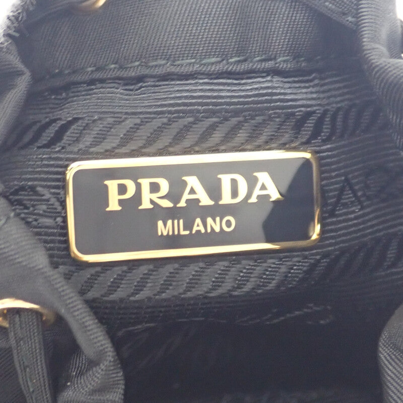 プラダ PRADA ミニアイコン 1TT202_2DMK_F0632 バッグチャーム ナイロン ブラック レディース【中古】【SAランク】