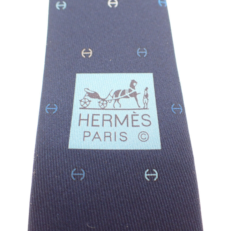 エルメス HERMES シルクツイルタイ Hトノー H006342T ネクタイ シルク ネイビー マルチカラー メンズ【中古】【SAランク】