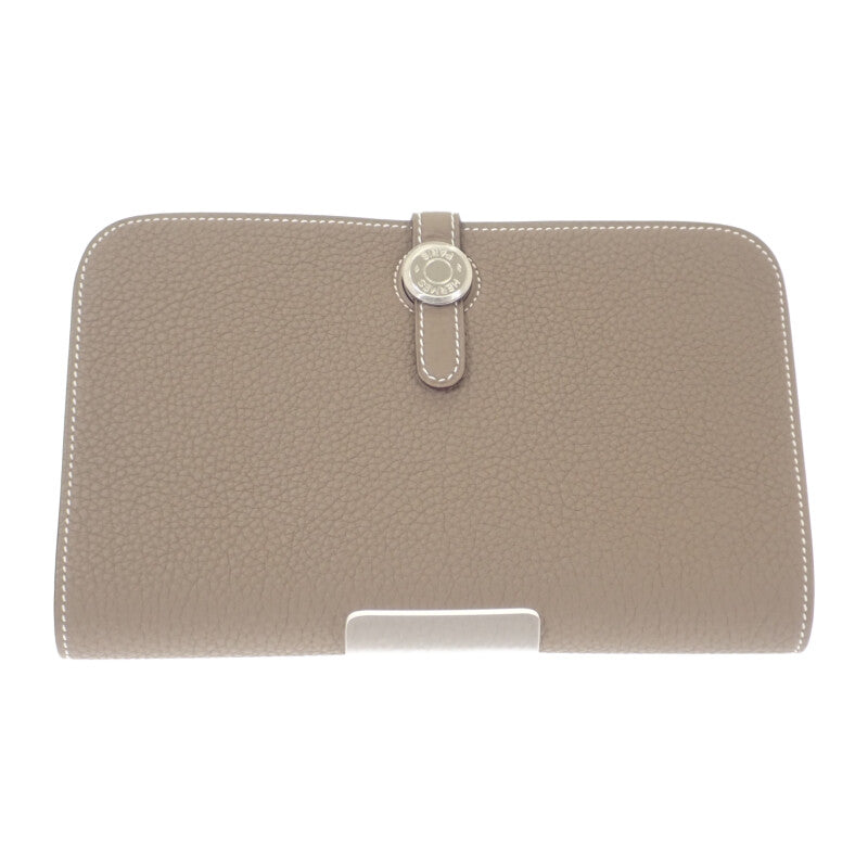 【中古】エルメス HERMES ドゴン デュオ GM H043070CK 長財布 トゴ エトゥープ ベージュ  シルバー金具 レディース【Sランク】