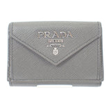 プラダ PRADA サフィアーノ コンパクトウォレット 1MH021 三つ折り財布 サフィアーノ グレー レディース【中古】【SAランク】