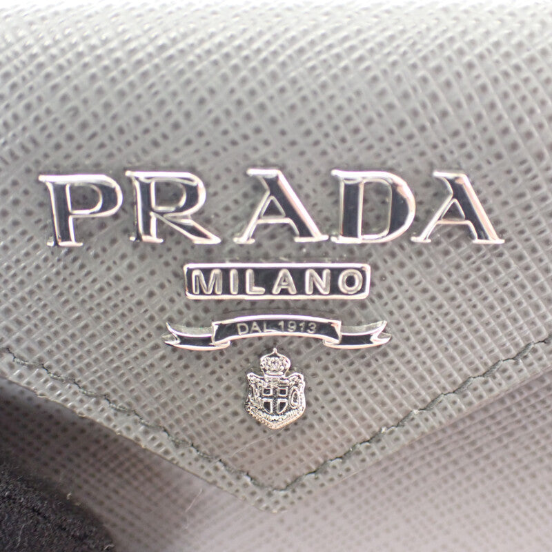 プラダ PRADA サフィアーノ コンパクトウォレット 1MH021 三つ折り財布 サフィアーノ グレー レディース【中古】【SAランク】