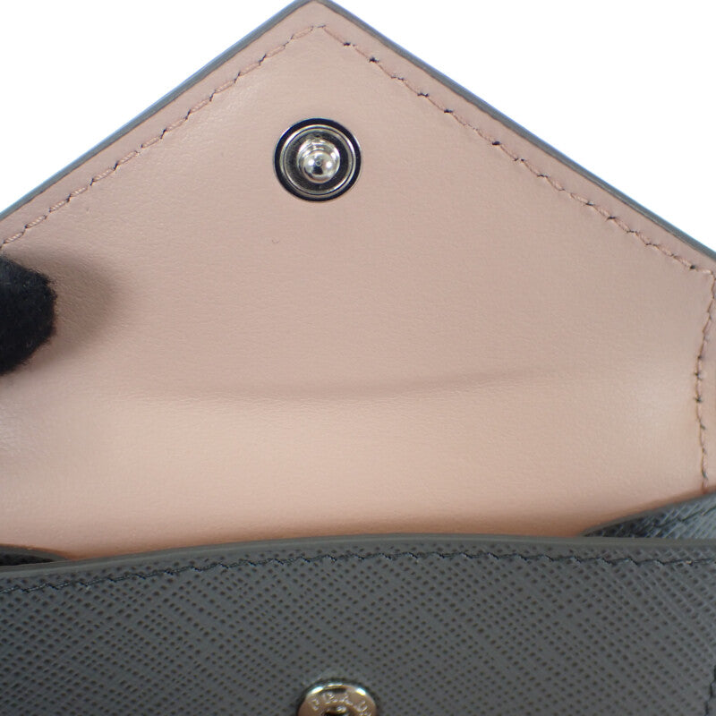 プラダ PRADA サフィアーノ コンパクトウォレット 1MH021 三つ折り財布 サフィアーノ グレー レディース【中古】【SAランク】
