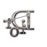 ディオール Dior ロゴ ブローチ メタル ラインストーン シルバー レディース【中古】【ABランク】