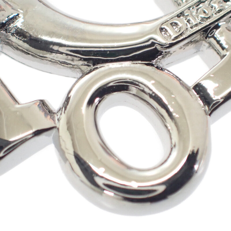 Christian Dior ロゴブローチ　ストーン　シルバーカラー ディオール Dior ロゴ ブローチ メタル ラインストーン シルバー