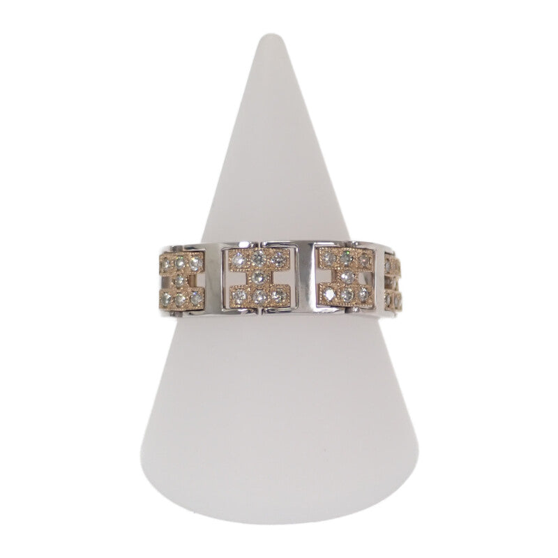 デザインジュエリー 17.5号 リング K18イエローゴールド K18ホワイトゴールド ダイヤモンド レディース メンズ【中古】【Aランク】