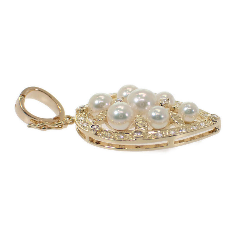 MIKIMOTO Pearl Pendant Top K18 Yellow Gold Akoya Pearl Diamond Women's [Used] [A Rank]