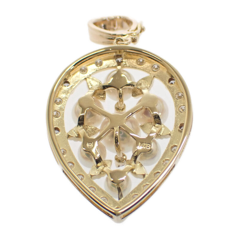 MIKIMOTO Pearl Pendant Top K18 Yellow Gold Akoya Pearl Diamond Women's [Used] [A Rank]