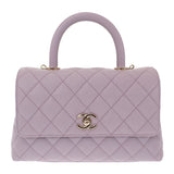 【中古】シャネル CHANEL トップハンドル フラップバッグ A92990_B05061_NU932 2WAYバッグ キャビアスキン パープル ゴールド金具 レディース【Aランク】