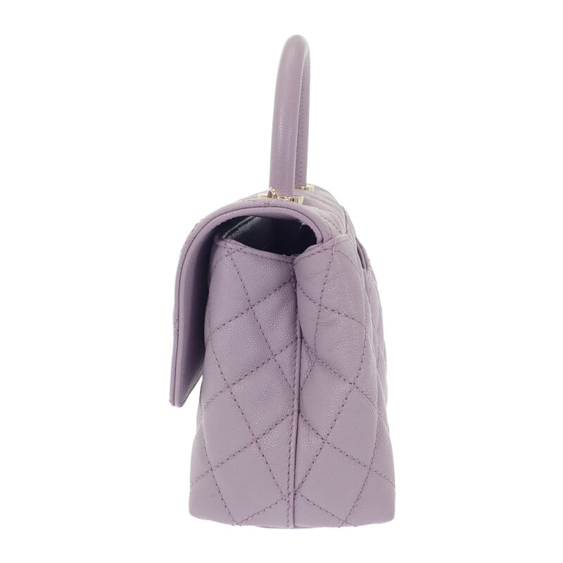 【中古】シャネル CHANEL トップハンドル フラップバッグ A92990_B05061_NU932 2WAYバッグ キャビアスキン パープル ゴールド金具 レディース【Aランク】