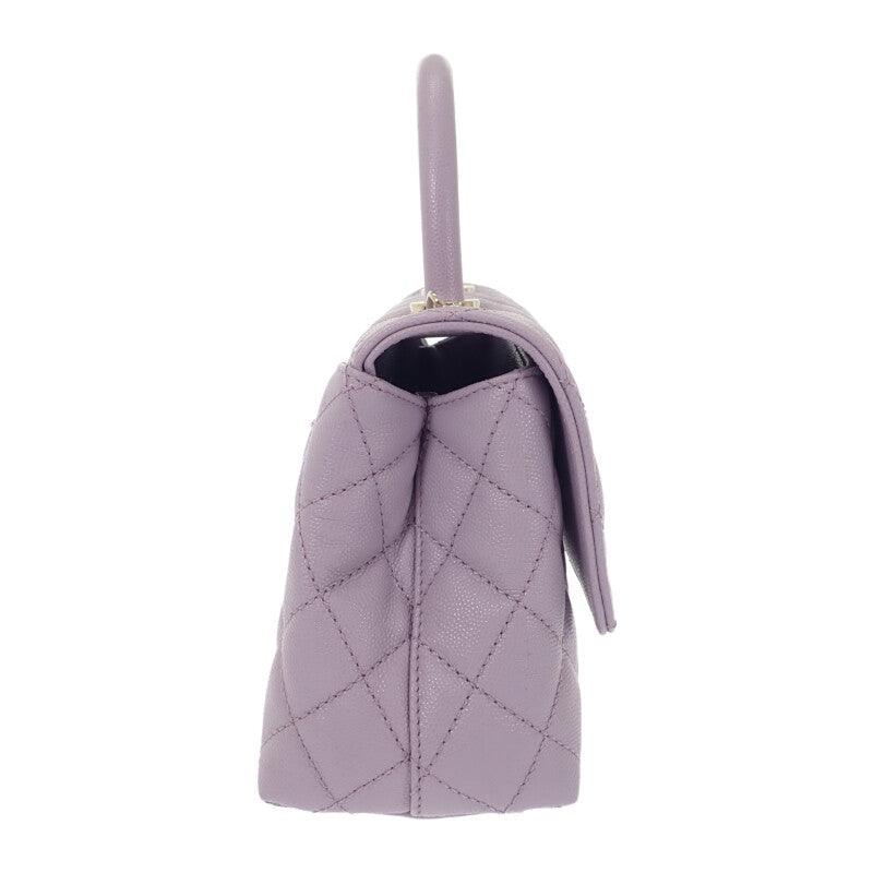 【中古】シャネル CHANEL トップハンドル フラップバッグ A92990_B05061_NU932 2WAYバッグ キャビアスキン パープル ゴールド金具 レディース【Aランク】