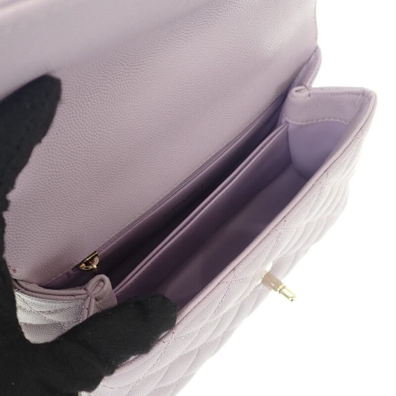 【中古】シャネル CHANEL トップハンドル フラップバッグ A92990_B05061_NU932 2WAYバッグ キャビアスキン パープル ゴールド金具 レディース【Aランク】