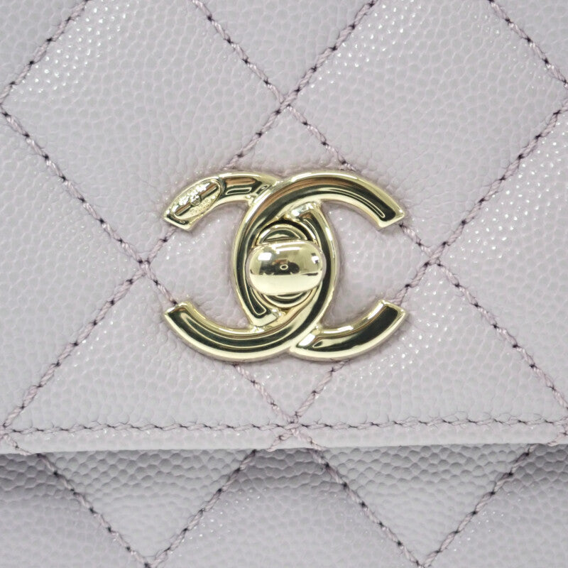 【中古】シャネル CHANEL トップハンドル フラップバッグ A92990_B05061_NU932 2WAYバッグ キャビアスキン パープル ゴールド金具 レディース【Aランク】