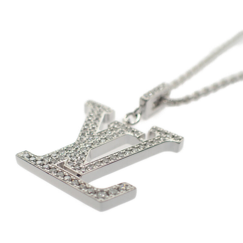 【商談中/対象者以外注文不可】ルイヴィトン LOUIS VUITTON ペンダント LV GM Q93670 ネックレス K18ホワイトゴールド ダイヤモンド メンズ レディース【中古】【Aランク】