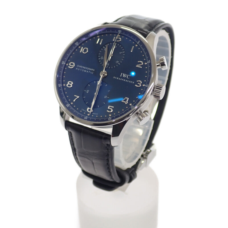 IWC インターナショナルウォッチカンパニー IWC ポルトギーゼ クロノグラフ IW371491 腕時計 ステンレススチール 自動巻き ブルー文字盤 メンズ【中古】【Aランク】
