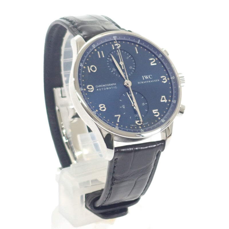 IWC インターナショナルウォッチカンパニー IWC ポルトギーゼ クロノグラフ IW371491 腕時計 ステンレススチール 自動巻き ブルー文字盤 メンズ【中古】【Aランク】