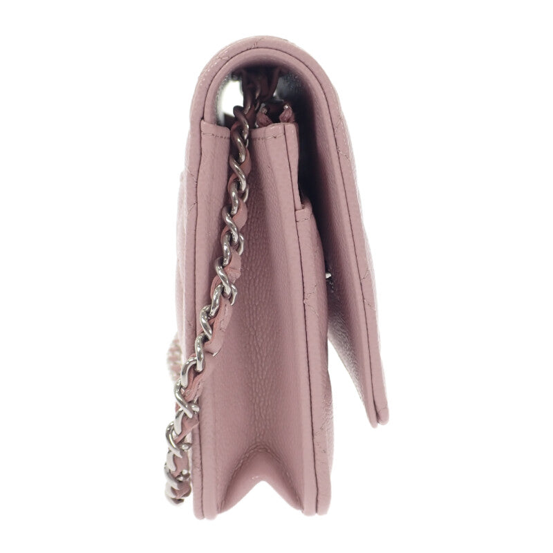 シャネル CHANEL クラシック ショルダー AP0250 ウォレットチェーン キャビアスキン ピンク シルバー金具 レディース【中古】【Aランク】