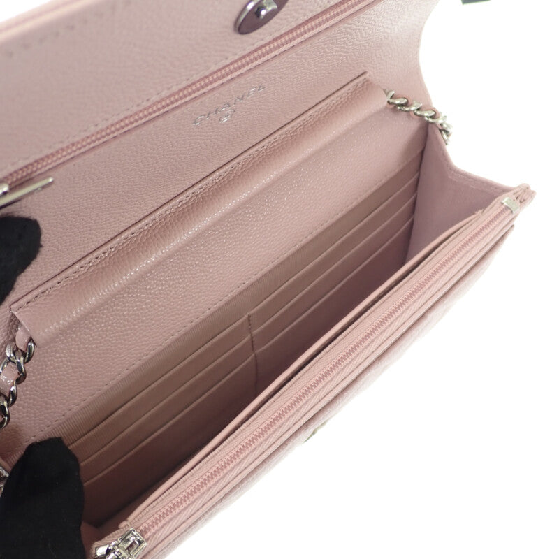シャネル CHANEL クラシック ショルダー AP0250 ウォレットチェーン キャビアスキン ピンク シルバー金具 レディース【中古】【Aランク】