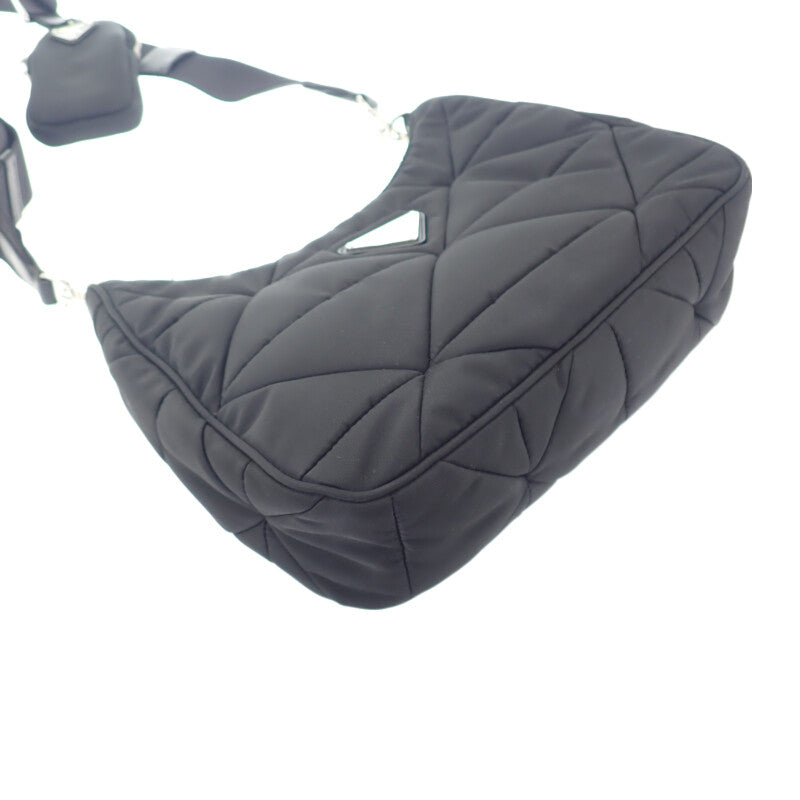 プラダ PRADA パデッドRe-Nylon 1BC151 ショルダーバッグ ナイロン ブラック シルバー金具 レディース【中古】【Aランク】