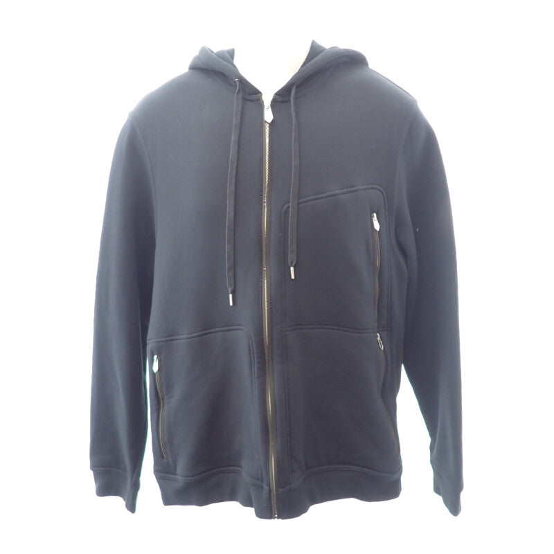 エルメス HERMES ジップ XL パーカー コットン ナイロン ポリウレタン ネイビー カーキ メンズ【中古】【Aランク】