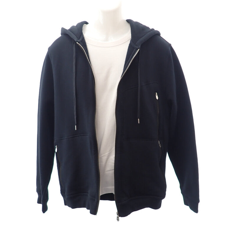 エルメス HERMES ジップ XL パーカー コットン ナイロン ポリウレタン ネイビー カーキ メンズ【中古】【Aランク】