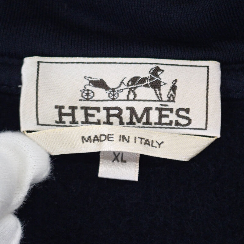 エルメス HERMES ジップ XL パーカー コットン ナイロン ポリウレタン ネイビー カーキ メンズ【中古】【Aランク】