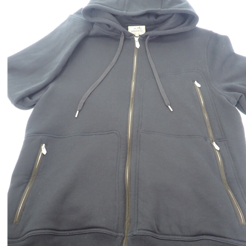 エルメス HERMES ジップ XL パーカー コットン ナイロン ポリウレタン ネイビー カーキ メンズ【中古】【Aランク】