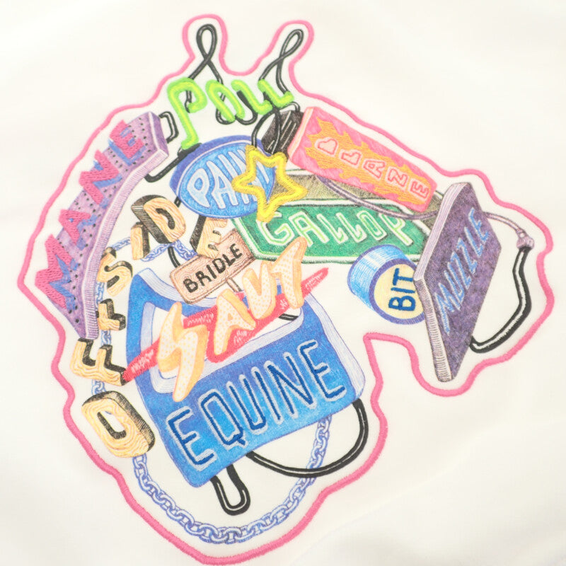 エルメス HERMES CHEVALOSCOP 23SS 36 3E4626DA スウェット コットン ホワイト ネオン メンズ レディース【中古】【SAランク】