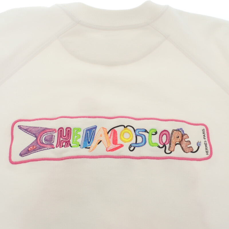 エルメス HERMES CHEVALOSCOP 23SS 36 3E4626DA スウェット コットン ホワイト ネオン メンズ レディース【中古】【SAランク】