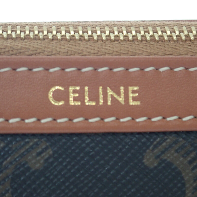セリーヌ CELINE スモール コスメティック 4M1622CZJ-04LU ポーチ カーフ トリオンフキャンバス ブラウン ブラック レディース【中古】【SAランク】