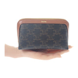 セリーヌ CELINE スモール コスメティック 4M1622CZJ-04LU ポーチ カーフ トリオンフキャンバス ブラウン ブラック レディース【中古】【SAランク】