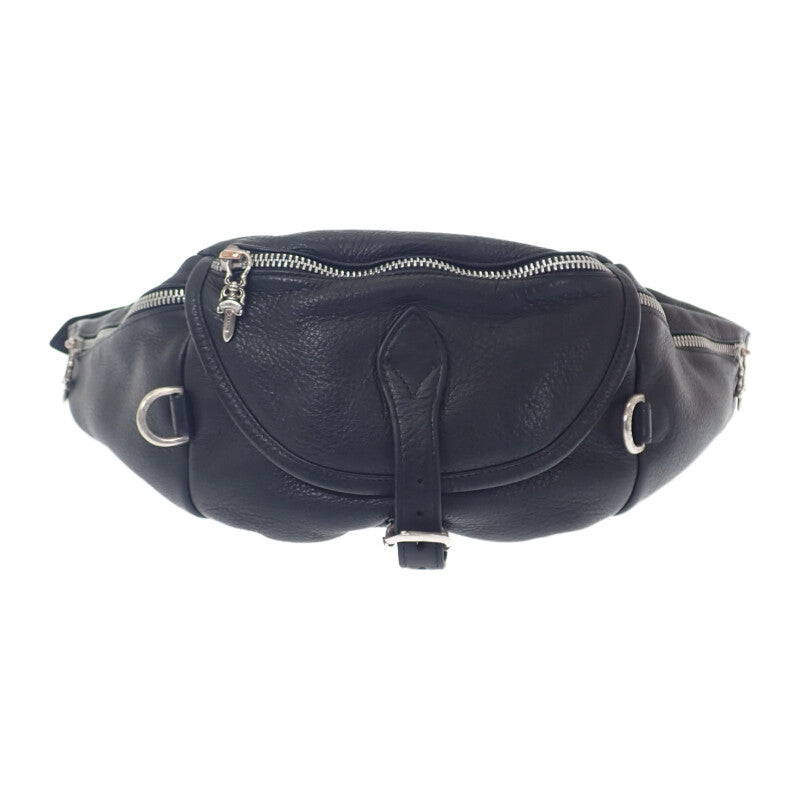 【中古】クロムハーツ CHROME HEARTS スナットパック 2232-304-7200-0900 ボディバッグ レザー ブラック メンズ【Bランク】