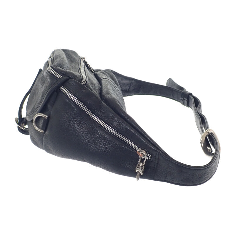 【中古】クロムハーツ CHROME HEARTS スナットパック 2232-304-7200-0900 ボディバッグ レザー ブラック メンズ【Bランク】