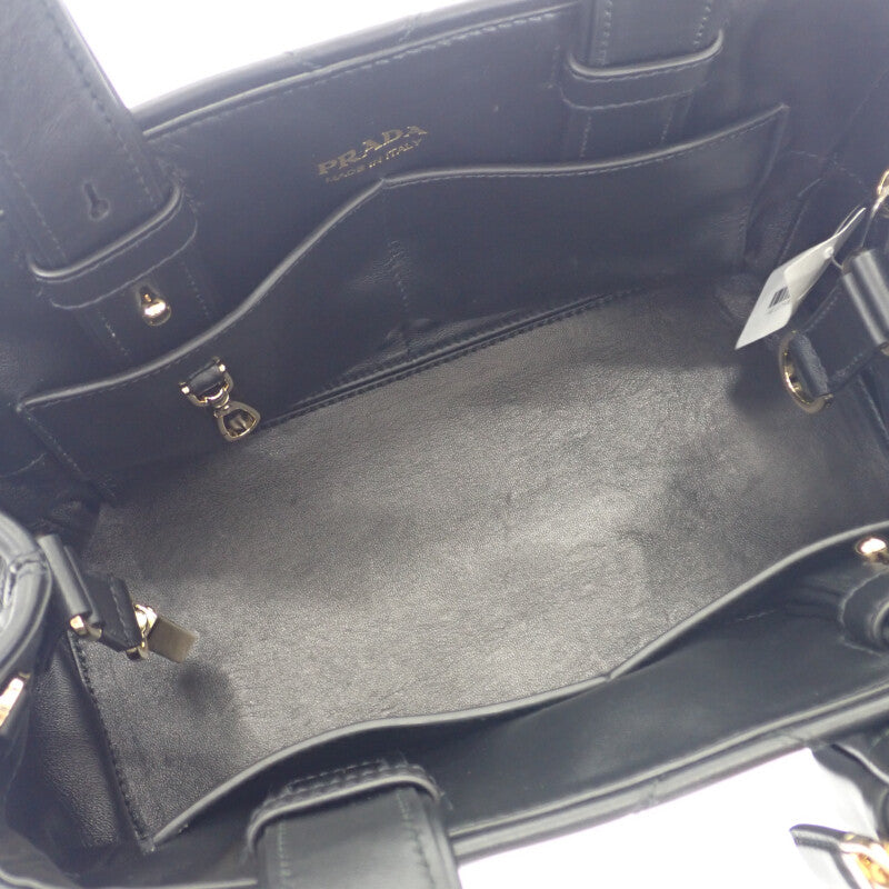 【中古】プラダ PRADA スモールキルトレザー 1BG548 2WAYバッグ ショルダーバッグ レザー ブラック ゴールド金具 レディース【Aランク】